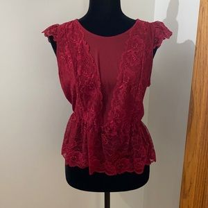 Buckle Red Lace Blouse